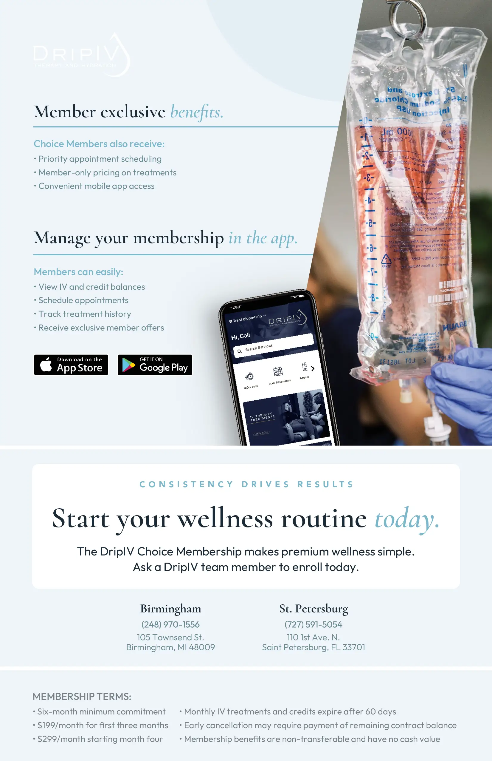 Membership exclusive benefits for DripIV therapy